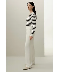 Lilysilk Women's Silk-Cotton Striped Knit Cardigan Set