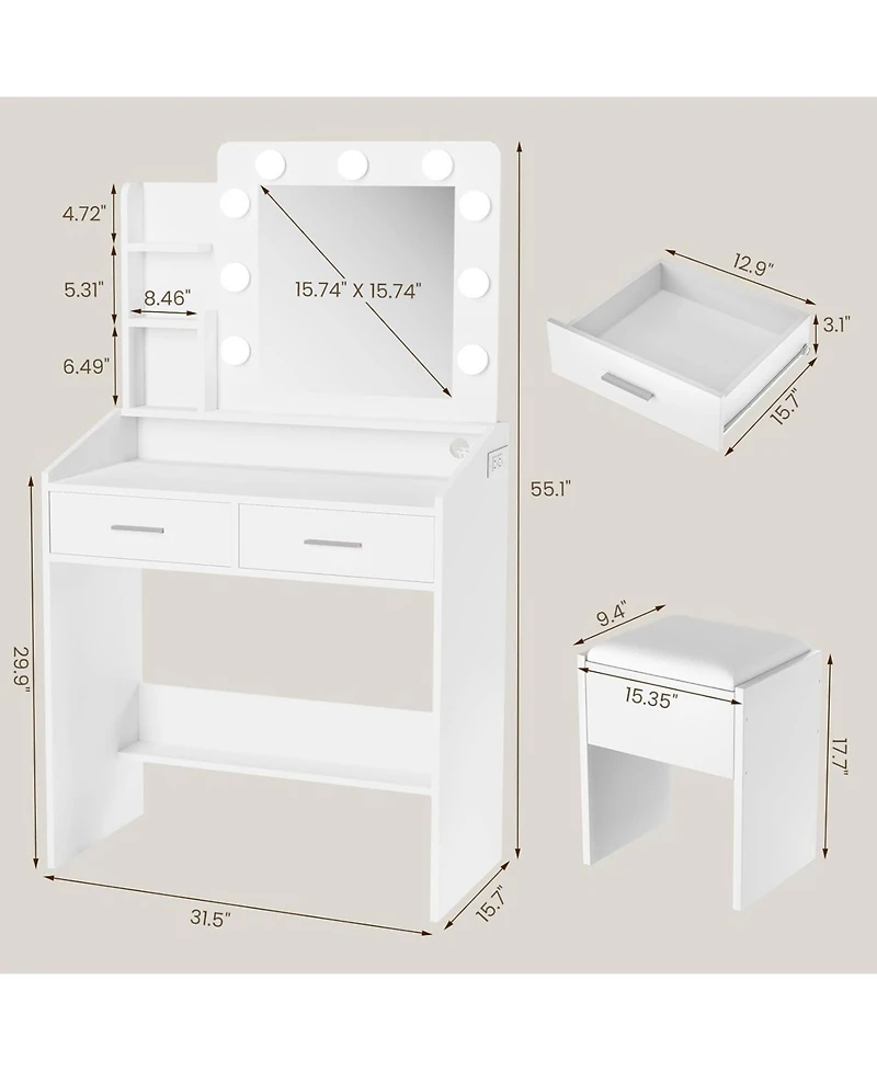 Gaomon Vanity Desk Mirror and Led Lights