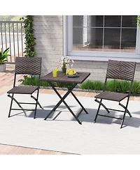 Slickblue Rattan Patio Bistro Set with Folding Dining Table and Chairs