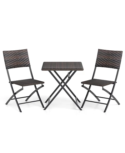 Slickblue Rattan Patio Bistro Set with Folding Dining Table and Chairs