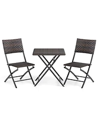 Slickblue Rattan Patio Bistro Set with Folding Dining Table and Chairs