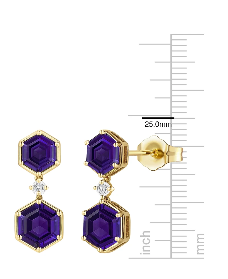 Macy's Amethyst (3.5 ct. t.w.) and Lab-Grown White Sapphire (0.06 Earrings Sterling Silver (Also Available Multi-Stones)
