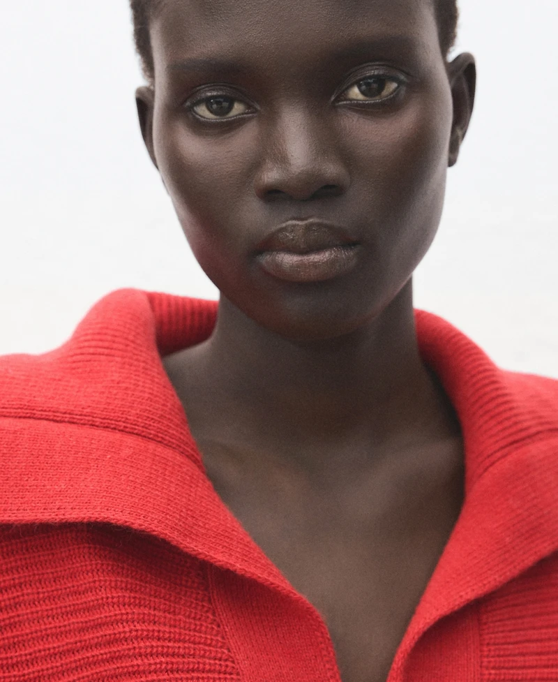 Mango Women's Polo-Neck Ribbed Sweater