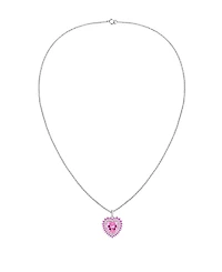 Macy's Lab-Grown Ruby and White Sapphire Heart Pendant Necklace 14k Gold Sterling Silver (Also Available Pink Sapphire)