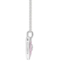 Macy's Lab-Grown Pink Sapphire (1.2 ct. t.w.) and White Sapphire (1 ct. t.w.) Heart Pendant Necklace in Sterling Silver