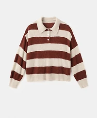 Mango Women's Striped Polo-Neck Sweater