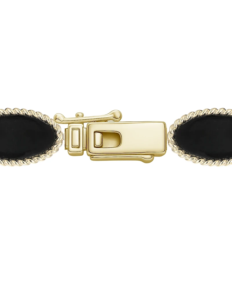 Macy's Jade (12x6mm) and White Sapphire (0.02 ct. t.w.) Bracelet in 14k Gold Over Sterling Silver (Also Available in Onyx)