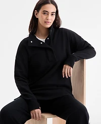 Id Ideology Women's French Terry Half-Snap Sweater, Macy's Exclusive