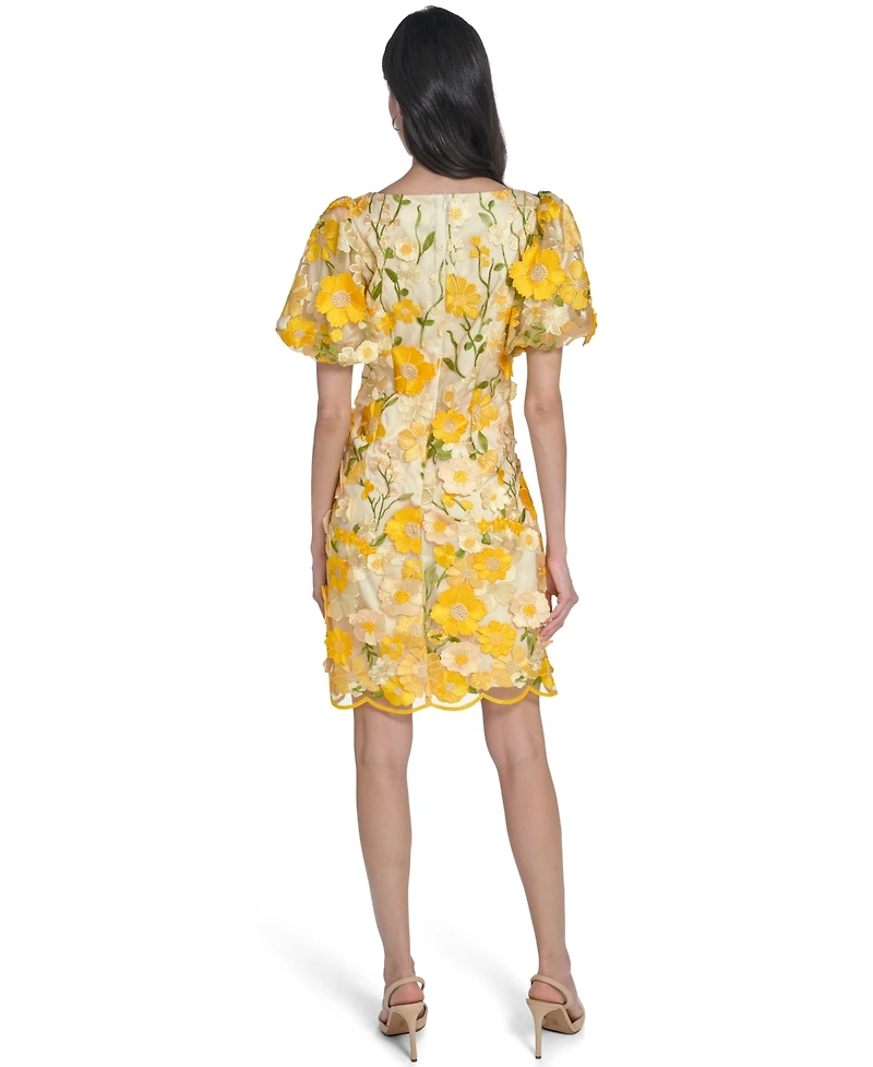 Eliza J Petite Printed Boat Neck Shift Dress