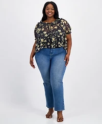 And Now This Trendy Plus Tie-Front Puff-Sleeve Top, Macy's Exclusive