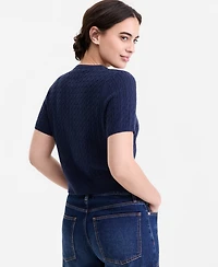 On 34th Women's Short Sleeve Cable-Knit Cardigan, Macy's Exclusive