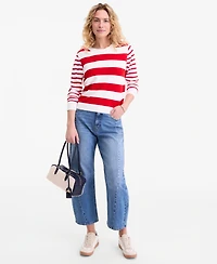 On 34th Women's Mixed-Stripe Crewneck Sweater, Macy's Exclusive