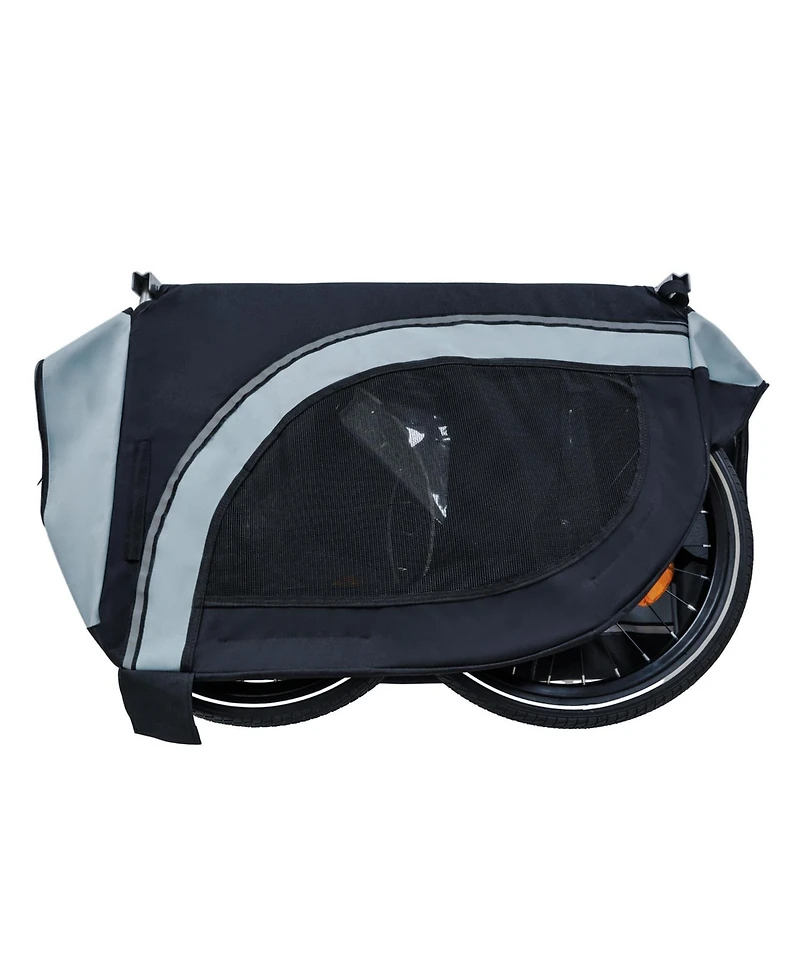 Aostirmotor Large Folding Bike Trailer for Dogs with 100LB Capacity in Grey