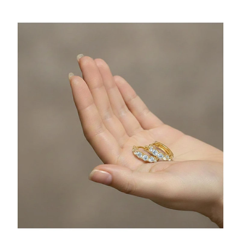 Rachel Glauber Elegant Extra Mini Huggie Hoop Earrings White Gold Plated or 14K