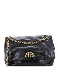 Pre-Owned Balenciaga Large Monaco Chain Flap Shoulder Bag Leather