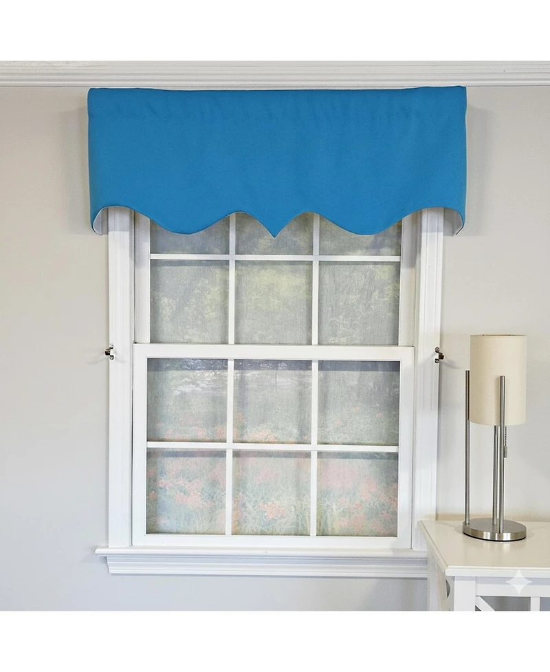 Rlf Home Primo Regal 100% Cotton Rod Pocket Lined Window Valance 50" x 17" Blue