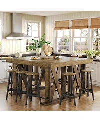 Tribesigns 63-Inch Industrial Bar Table with Metal Footrest, Kitchen Pub Table with Sturdy and Heavy Duty X-Base