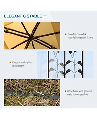 Outsunny 10' x 10' Metal Patio Gazebo, Double Canopy, Tree Motifs