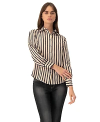 Ivonne Women's Classic Striped Long Sleeve Shirt