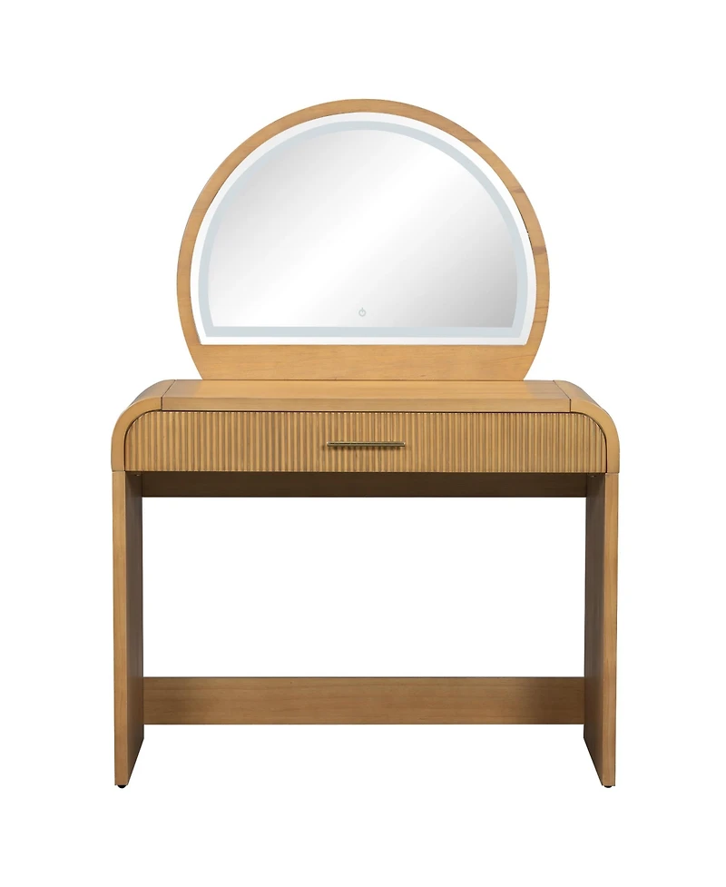 Streamdale Furniture Streamdale 39" Lighted Mirror Vanity Table - Natural