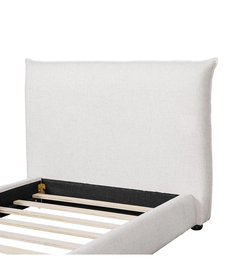 Streamdale Furniture Twin Upholstered Platform Bed with Linen Pillow-Back Headboard