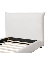 Streamdale Furniture Twin Upholstered Platform Bed with Linen Pillow-Back Headboard