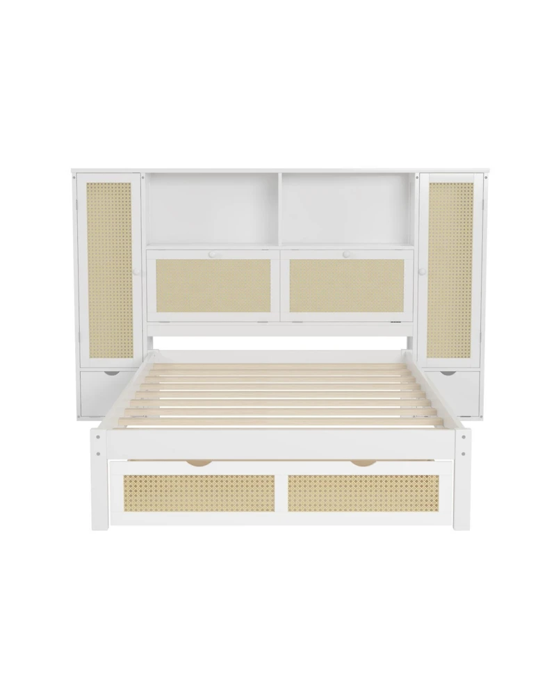 Streamdale Furniture Wooden Platform Bed with Storage Lockers, Drawer, Shelf