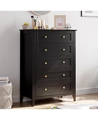 Gaomon 5 Drawer Dresser, Wooden Chest of Drawers for Office