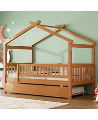 Streamdale Furniture Wooden House Bed with Trundle