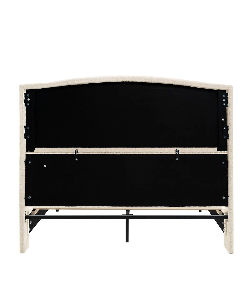 Streamdale Furniture Queen Size Teddy Velvet Upholstered Bed Frame with Headboard and Footboard