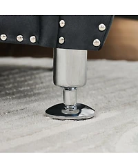 Streamdale Soft Velvet Storage Bench with Crystal Buttons & Pillow (Black)