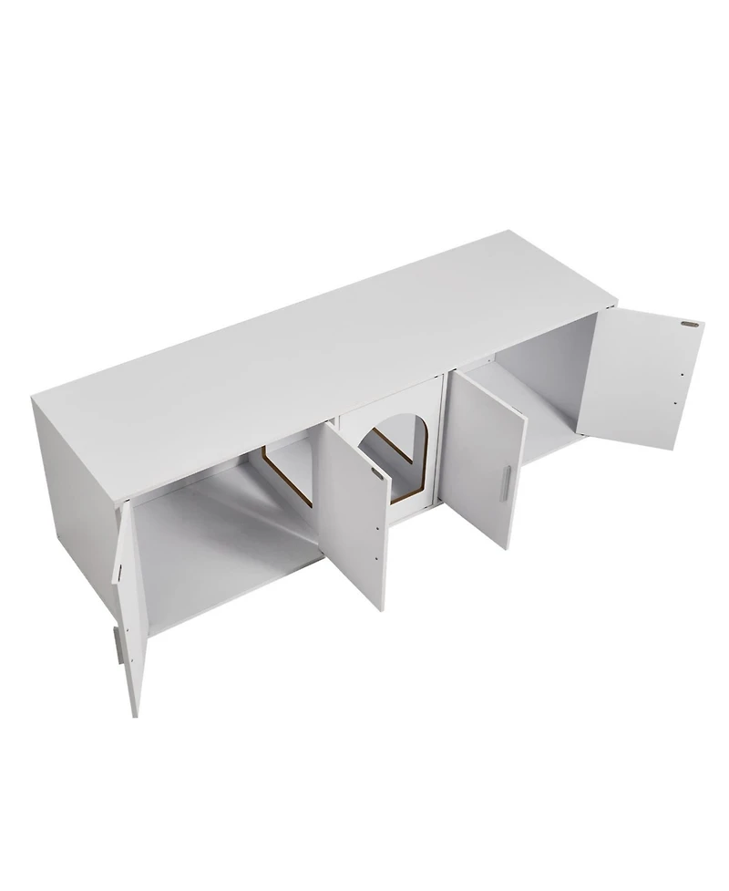 Zeus & Ruta White Hidden Wooden Cat Litter Box Enclosure