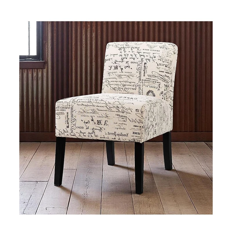 Slickblue Elegant Modern Accent Chair with French Script Upholstery