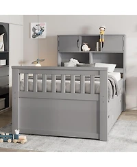 Streamdale Furniture Twin Captain Platform Bed Frame with Storage, Drawers, Gray