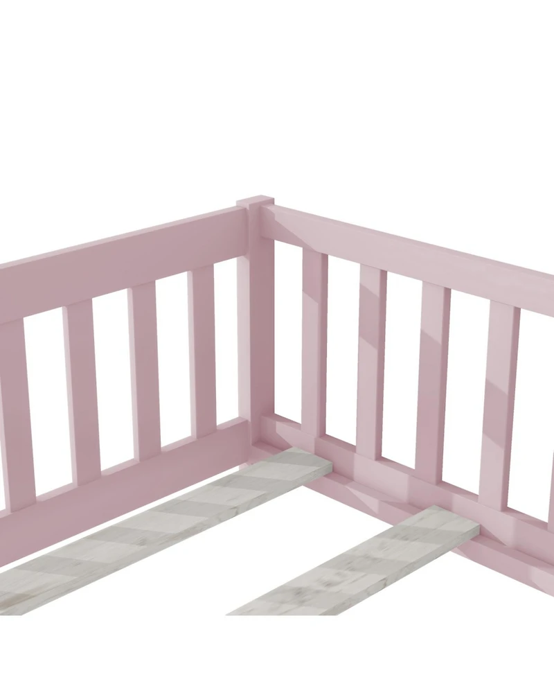 Streamdale Furniture Twin Floor Bed with Fence & Door