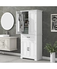 Busdays Bathroom Storage Cabinet with Doors and Drawer – Adjustable Shelf and Multiple Storage Spaces