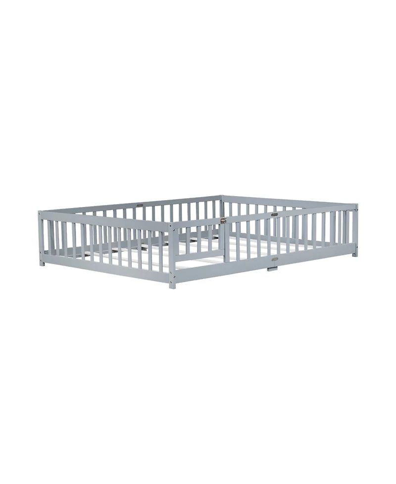 Streamdale Furniture Queen Floor Bed with Fence & Guardrails