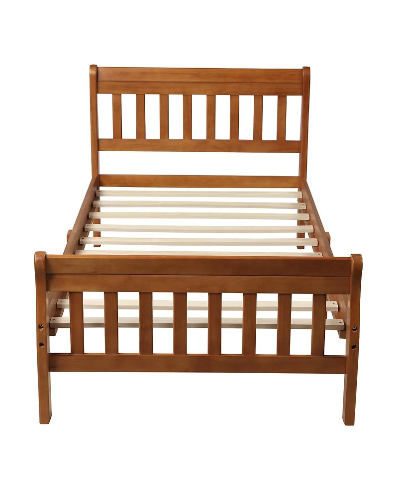 Streamdale Furniture Wood Platform Bed Twin Sleigh Bed Frame with Headboard/Footboard