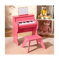 Hongge Kids Digital Piano Keyboard with Lighted Teaching Mode and Bench for Musical Learning