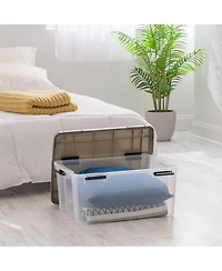 Iris Usa 60 Qt Storage Bins with Gasket Seal Lid, Clear/Chrome, 3Pk