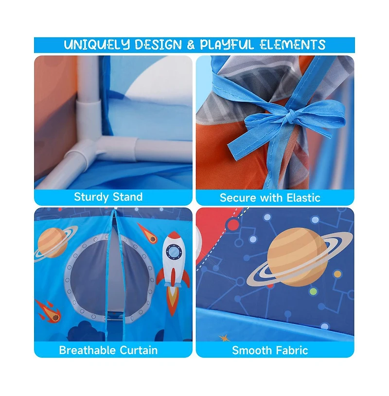 Bruce & Shark Space Themed Play Tent for Kids, Large Playhouse with Easy Setup