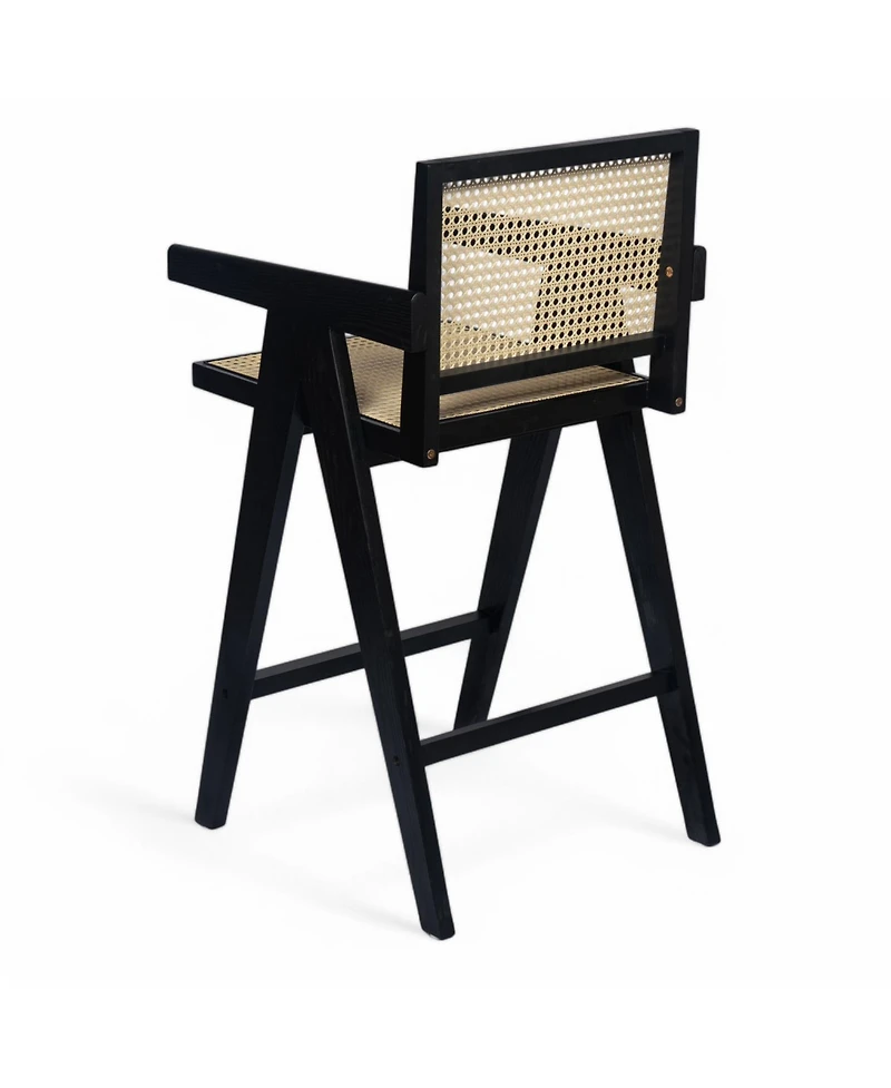 Streamdale Furniture 27", Modern Minimalist Bar Stool with Cane Seat, Solid Wood Frame