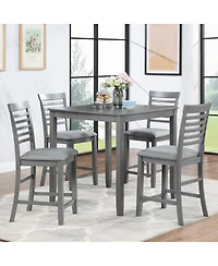 Streamdale Furniture Dining Chairs Set of 4, Wooden Counter Height Chairs with Padded Seat, Gray