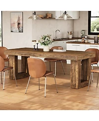 Tribesigns 86.6 Inches Extra Long Dining Table, Rectangular Wooden Dinner Table for 2-6 People, Farmhouse Home Furniture with Sturdy Legs