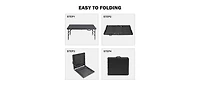 gaomon Folding Table 4FT, Heavy Duty Portable Plastic Folding Table with Handle, Anti-Slip Feet, Waterproof, Easy to Clean, Adjustable Height