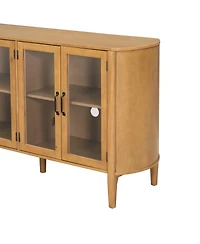 Streamdale Furniture Streamdale Stylish 4-door storage cabinet for living/dining room entrance, large, natural