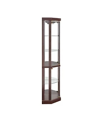 Streamdale Furniture Streamdale Corner Lighted Curio Cabinet with Dark Cherry Finish and Included Light
