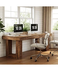 Tribesigns Two Person Desk, 86.6 Inches Extra Long Computer Desk, Double Computer Writing Table for 2 People, Wooden Large Desks Business Workstation