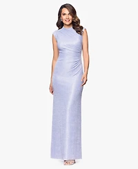 Betsy & Adam Petite Ruched Metallic Crinkle Gown