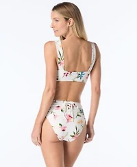 Vince Camuto Womens Lace Up Front Square Neck Top High Waist Bottoms